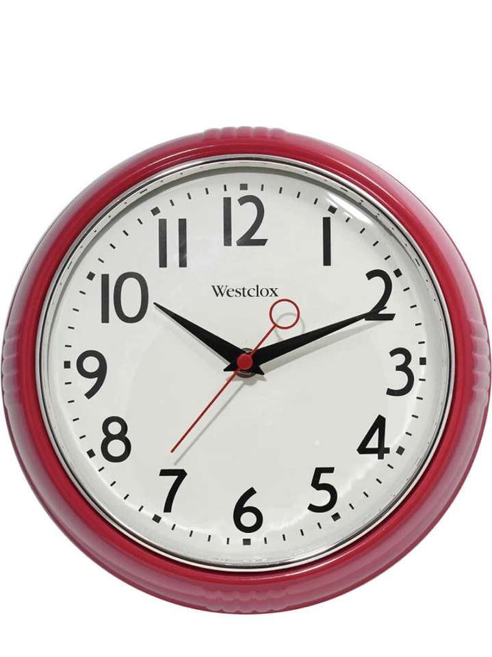 Reloj de pared de cocina Westclox 32042R retro 1950, 9,5 pulgadas, rojo Foto 3 de 4