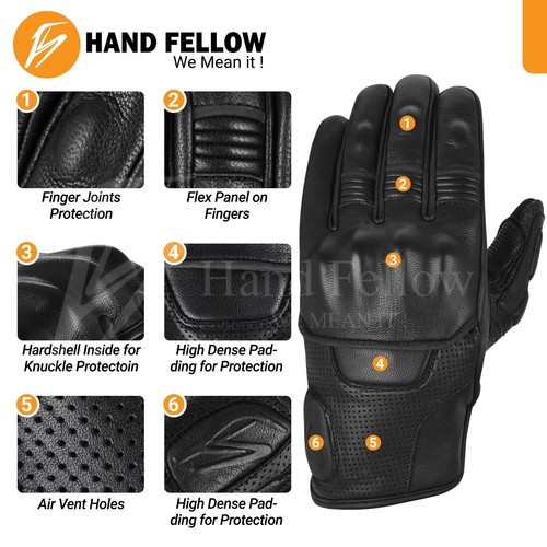 Guantes de cuero para motocicleta de verano premium - Imagen 2 de 4