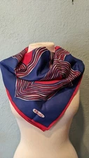 Vintage Mod PAOLI scarf Geometric Stripes & Swirls Red/White/Blue