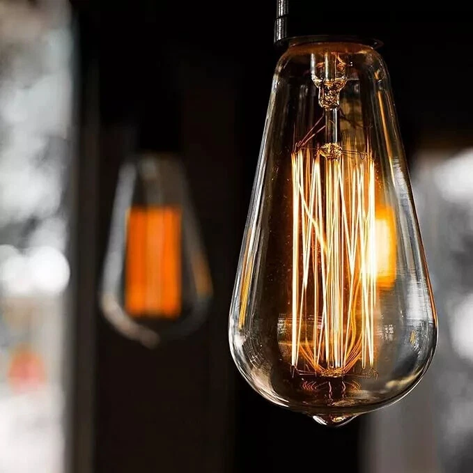 4x Vintage E27 ST64 Filament LED Light Bulb 40W Clear Industrial Edison Lamps UK - Image 4 of 4
