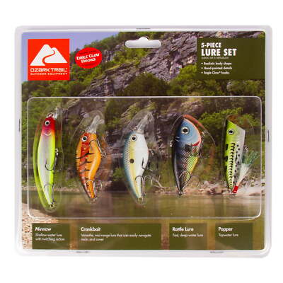 Ozark Trail 5pc Freshwater Hard Plastic Lure Kit Assortment,New