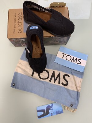 Unisex Tom's Tiny Classics schwarz Canvas Pumps Turnschuhe Schuhe Staubbeutel & Karton UK 8