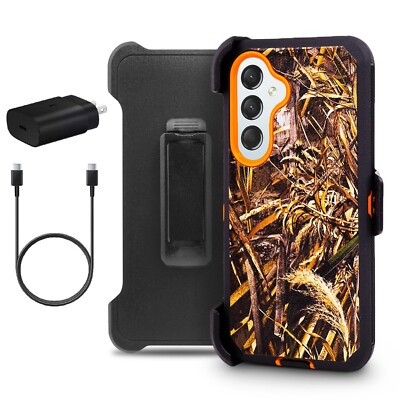 For Samsung Galaxy S24 FE 5G Case Built in Screen Holster Belt Clip+Fast Charger