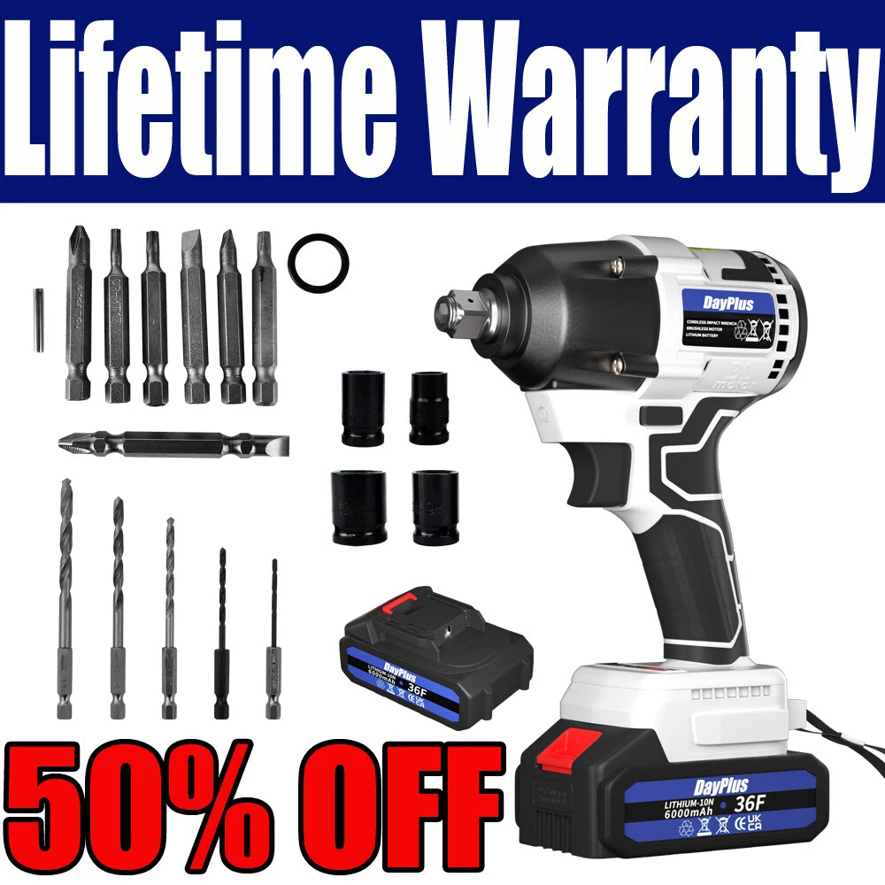 Impact Wrench Electric Cordless Driver Car Repair Wheel Nut Gun