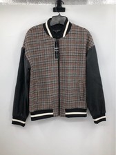 Women's Central Park West Houndstooth Zip-up Varsity Jacket - Size S New