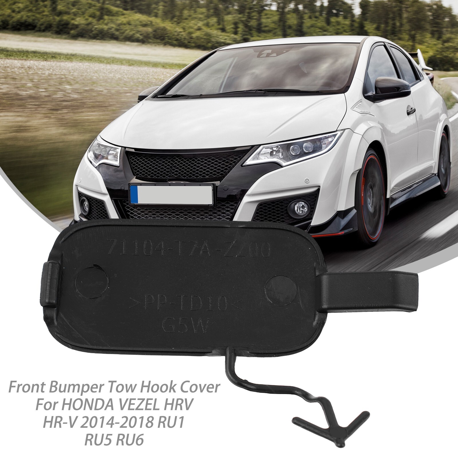 Black Bumper Tow Hook Eye Cap Cover For Honda HRV 2016 2018 Stable and