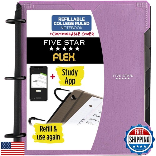 Five Star Flex Refillable Notebook + Study App, 1 Inch Binder with Customizab