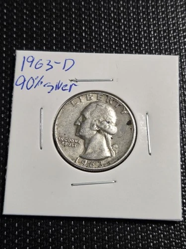 1963-D Washington Quarter 90% Silver Coin FN-XF