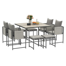 Outsunny 8 Seater Garden Dining Set, Cube Garden Furniture with Cushions