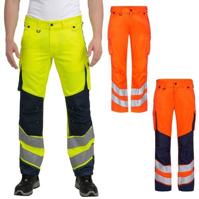 Herren Warnschutzhose Lange Warnschutz Hose Arbeitshose Bundhose Warnhose