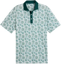 NWT PUMA PIQUE FLOWER FIELDS GOLF POLO 628839 WHITE GREEN PINK SZ MEDIUM