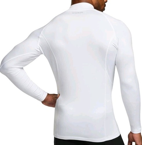 TSLA Men's Thermal Long Sleeve Compression Shirt YUT56 White Large - Picture 2 of 4