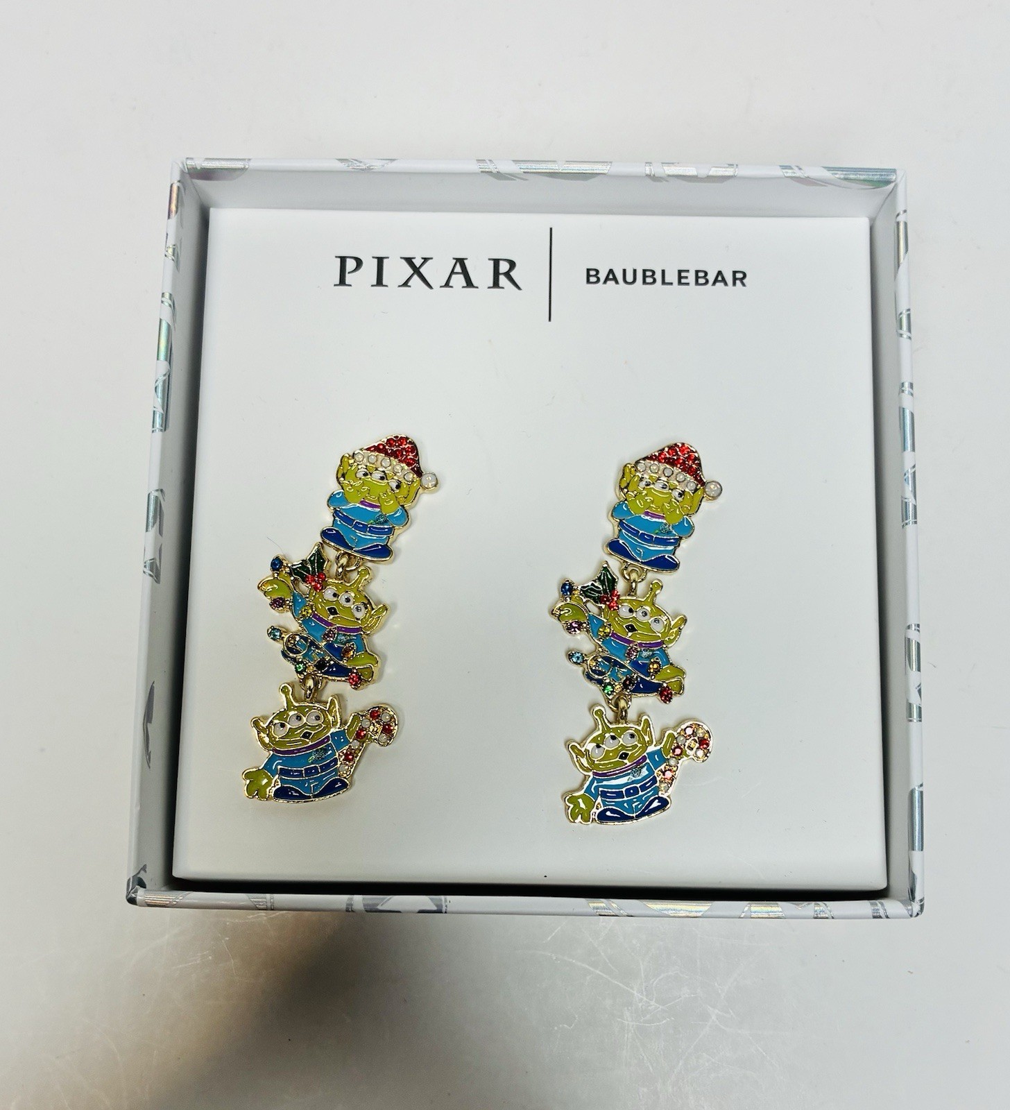 Baublebar Pixar Disney Toy Story Christmas Candy Cane Alien Earrings NEW NIB