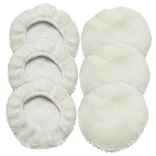 6 PCS Car Polishing Bonnet Buffing Pad Lamb Fleece 5-6 Inch White (Lamb Fleece)