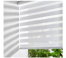 PERSILUX CORDLESS ZEBRA BLINDS ROLLER SHADES 19" W x 47" H, WHITE