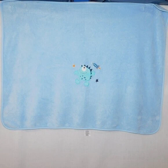Garanimals Blue One Eyed Monster Plush Fleece Baby Toddler Blanket 27" x 35" - Image 2 of 4