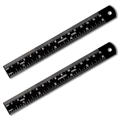 Metal Ruler, 6 Inch Stainless Steel Straight Edge with Metric Measurement, 2 Pac