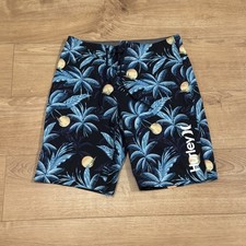 Hurley Board Shorts Size 30 Floral Blue Trunks Swim Surf