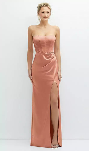 After Six Copper Penny Corset Strapless Charmeuse Gown Size 8 $249 6888