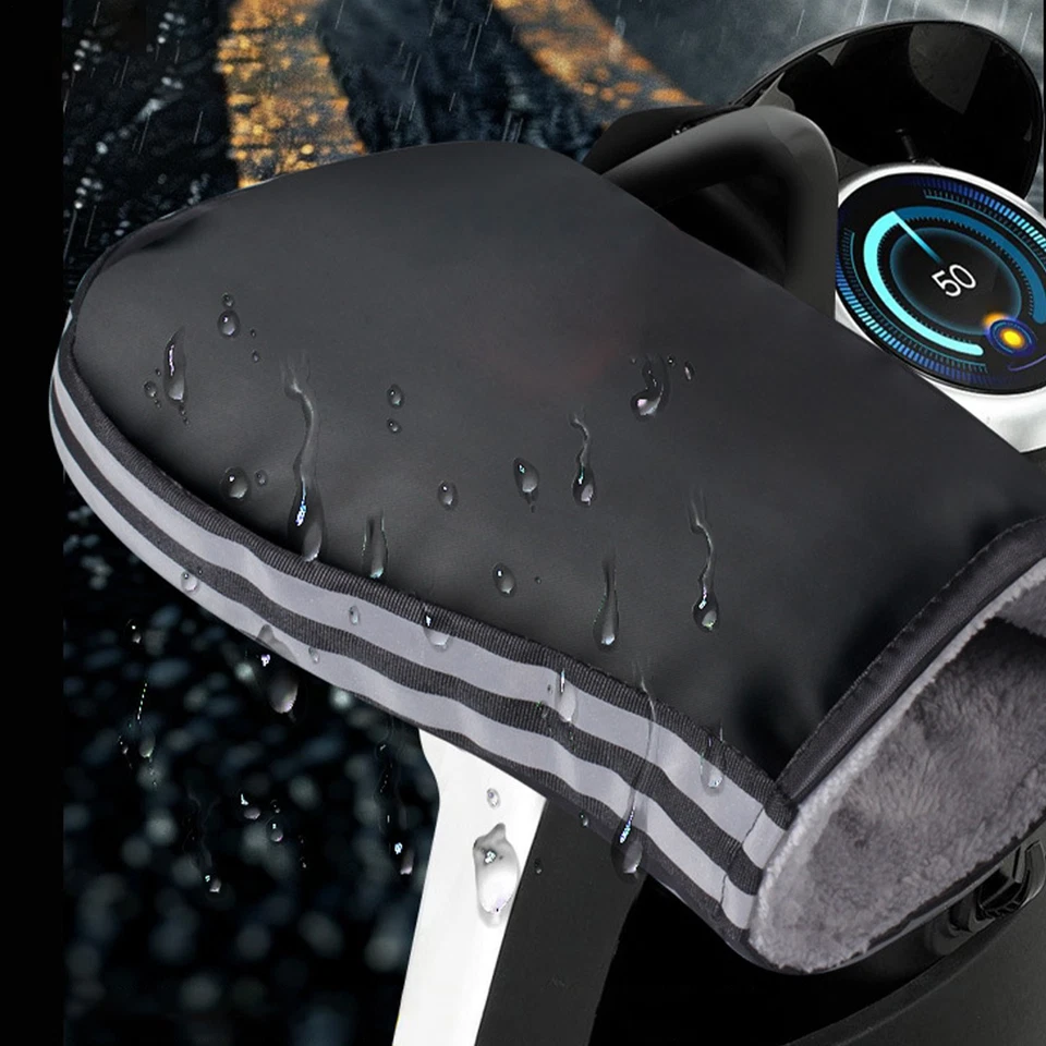 Winter Cycling Gloves MOTORCYCLE Motorbike Handlebar Warm Mittens Mitts Black - Image 2 of 4