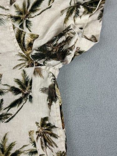 Banana Republic Shirt Mens L Hawaiian Floral 100% Linen Short Sleeve Button Up - Picture 7 of 12
