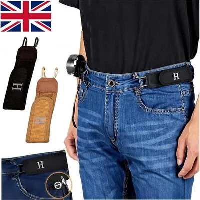 Tactical Metal Hook Elastic Belt Unisex Buckle,Less Invisible Waist Belt Closure