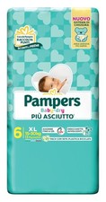 Pampers Baby-Dry 6 15-30 Kg. 13 Diapers XL Made In Italy