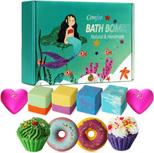 Bath Bombs for Kids, 10 Bath Bomb Gift Set, Natural Bubble Bathbombs