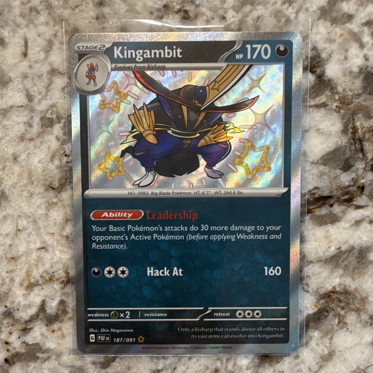 The Pokémon Company Kingambit 187/091 SV Paldean Fates Shiny Rare Holo EN 170HP