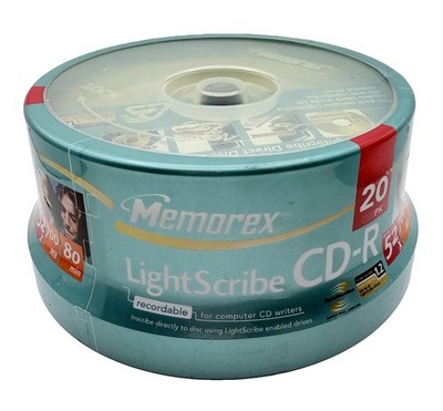 Memorex LightScribe CD-R 52X 700MB 80min 20 Disc Pack NEW SEALED