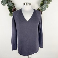 Athleta Hanover Sweater Womens Medium Merino Wool V-Neck Tunic Dusk Violet NWOT