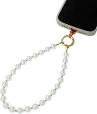 Phone Charm Strap, Pearl Phone Chain Wristlet with Tether Tab Wrist Strap Lanyar