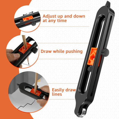 Precise Contour Scribe Tool with Lock for Pencil, Adjustable Contour Gauge Sc...