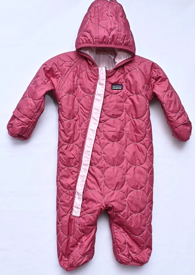 Traje Patagonia Acolchado Rosa Bunting Reversible Con Capucha Una Pieza Infantil Talla 6-12 Foto 4 de 4