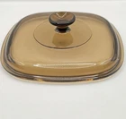 Vintage PYREX Corning Ware Glass Square 8 3/4" Replacement Lid A 9 C Brown