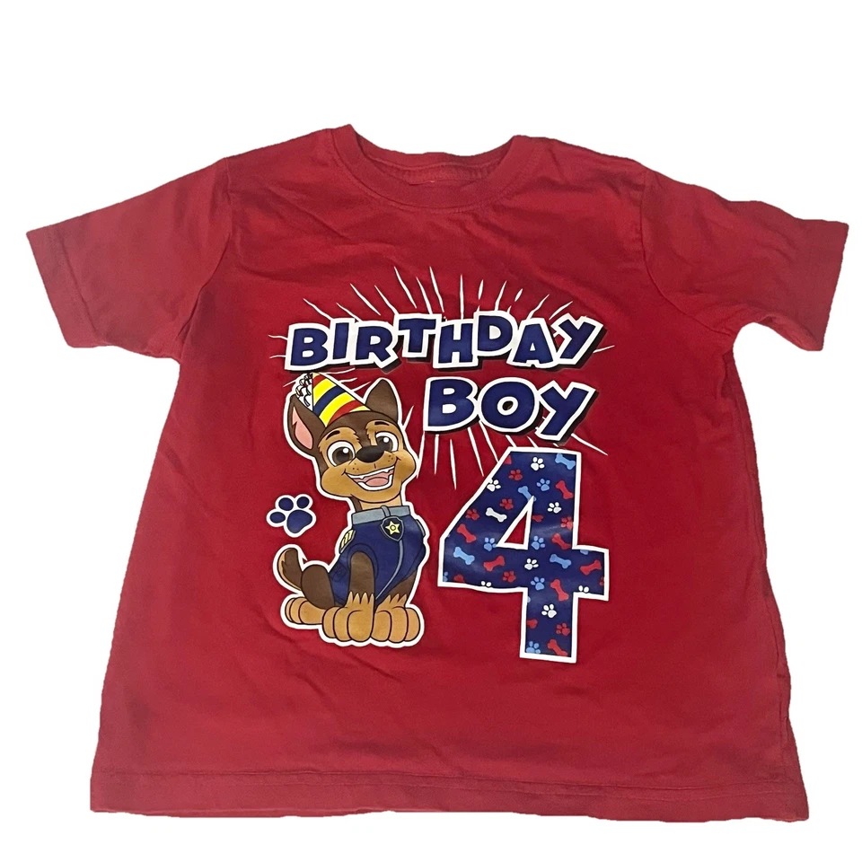 Nickelodeon Paw Patrol Happy 4th Birthday Boy Shirt Red - Image 2 of 4