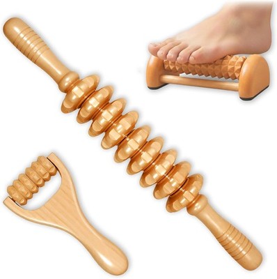 3Pcs Wood Therapy Massage Tools, Lymphatic Drainage & Maderoterapia Kit for Body