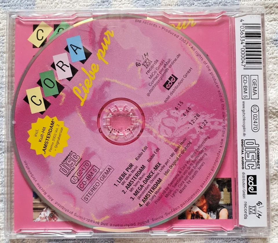 Cora   Liebe Pur (Inkl. Amsterdam)  CD- Maxi-Single  NEU OVP - Bild 2 von 2
