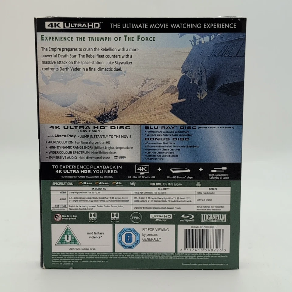 Star Wars Episode VI Return of the Jedi 4K + Slip Cover UHD Blu-ray (UK) [1983] - Image 4 of 4