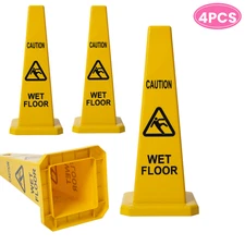 4PCS 26" Wet Floor Signs| Yellow Anti-Slip Safety Cones | Prevent Falls