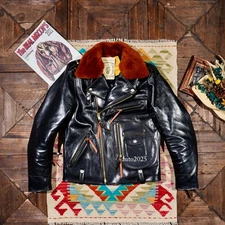Full Grain Tea Core Cowhide Men's Classic J*24 Double Rider Leather Jacket
