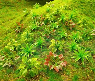 90Pcs Mini Model Trees Plants Flowers Green Shrubs Bush Model, Aritificial Plant