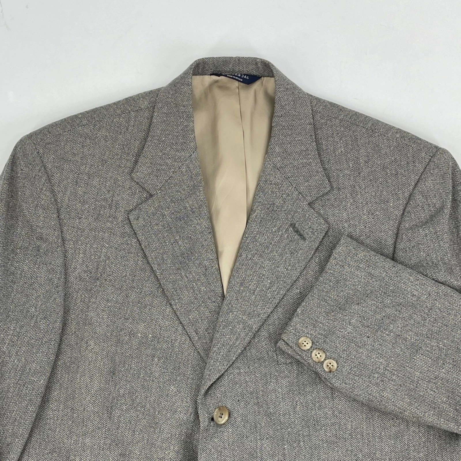 Brooks 346 Herringbone Blazer Mens 41R Gray Tweed Sport Coat Jacket