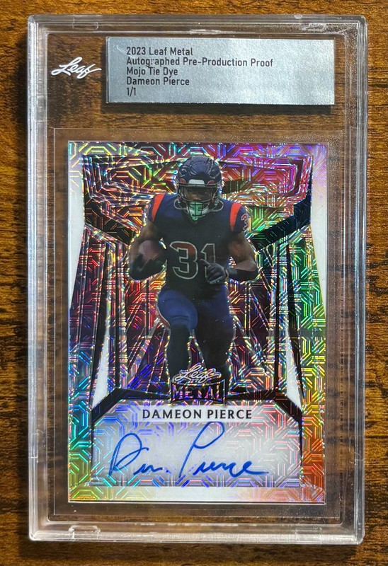 1/1 Dameon Pierce 2023 Leaf Metal Mojo Tie Dye Pre-Production Proof Auto #1/1