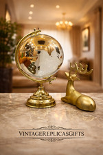 8  Glass World Globe with Metal Stand  Luxury Gold Desktop Globe Decor
