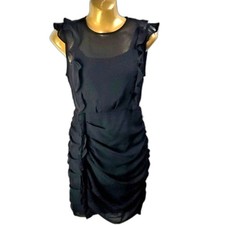 Express Whimsygoth Glam Black Ruffled Mini Sheer Sleeveless Dress Sz XS -NWT