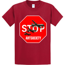NEW Art Society x BANKSY STOP SIGN VOL. 3 RED Tee Shirt SM-4XLARGE MADE IN USA