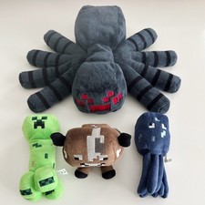 MINECRAFT Plush Lot : Spider, Squid, Baby Cow, Creeper - 2013 / 2014 MOJANG