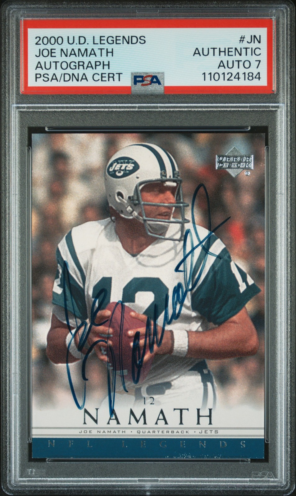 JOE NAMATH 2000 UD LEGENDS AUTO #JN PSA AUTHENTIC AUTO 7 