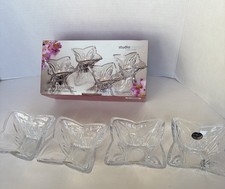4 Lead Crystal 24% Votive Candle Holder Flower Petal Shaped Made in the USA